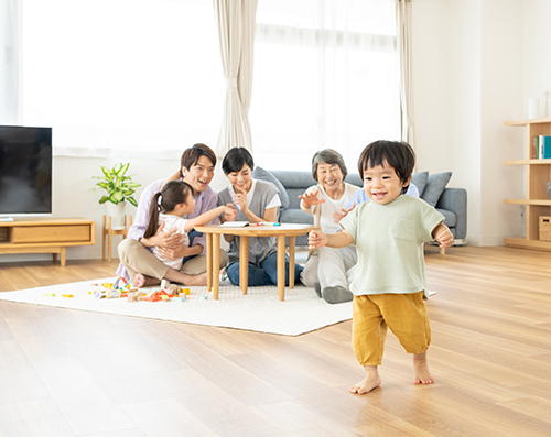 子供部屋とリビングの一部をクッションフロアに